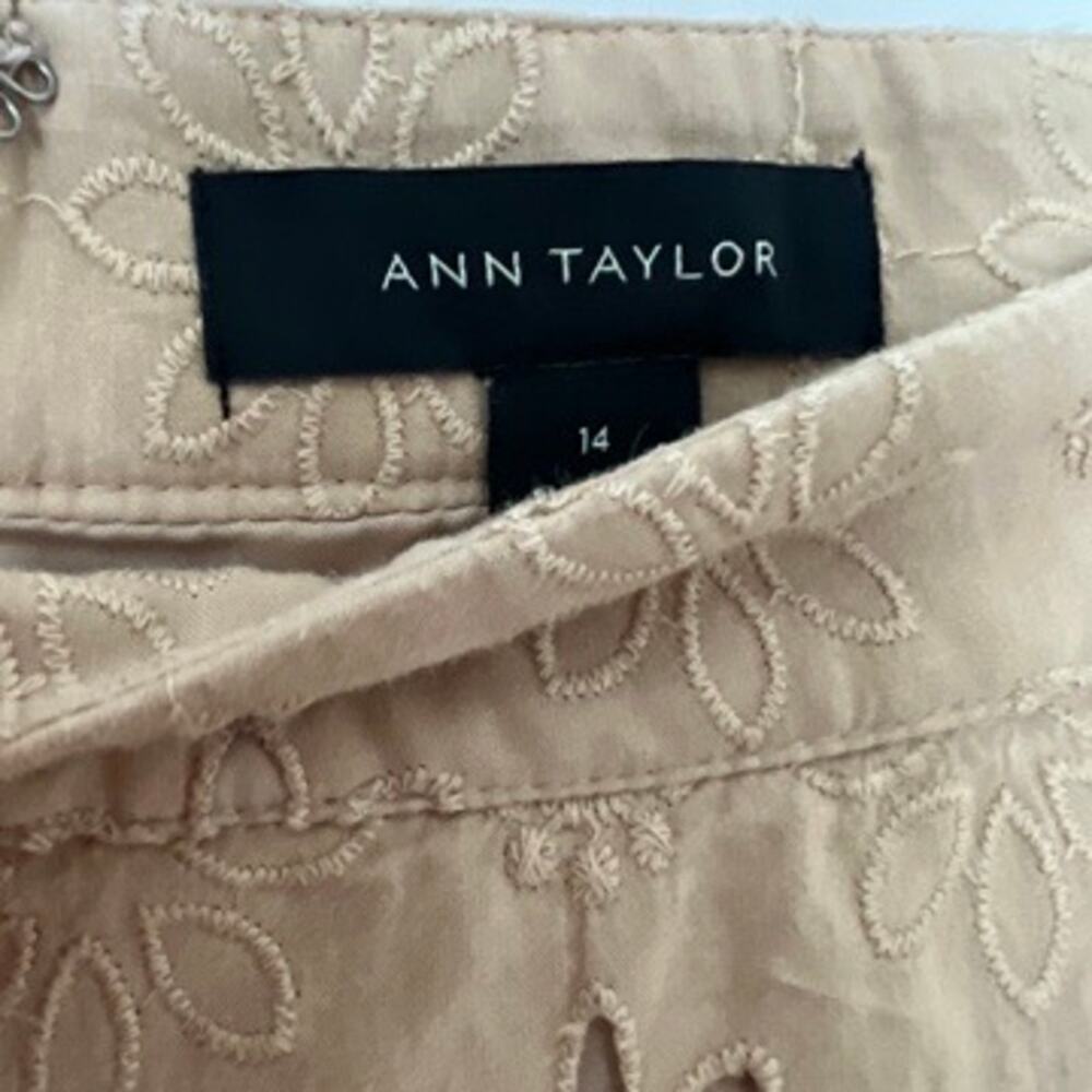 Ann Taylor Tan Eyelet Midi Skirt - Picture 4 of 5